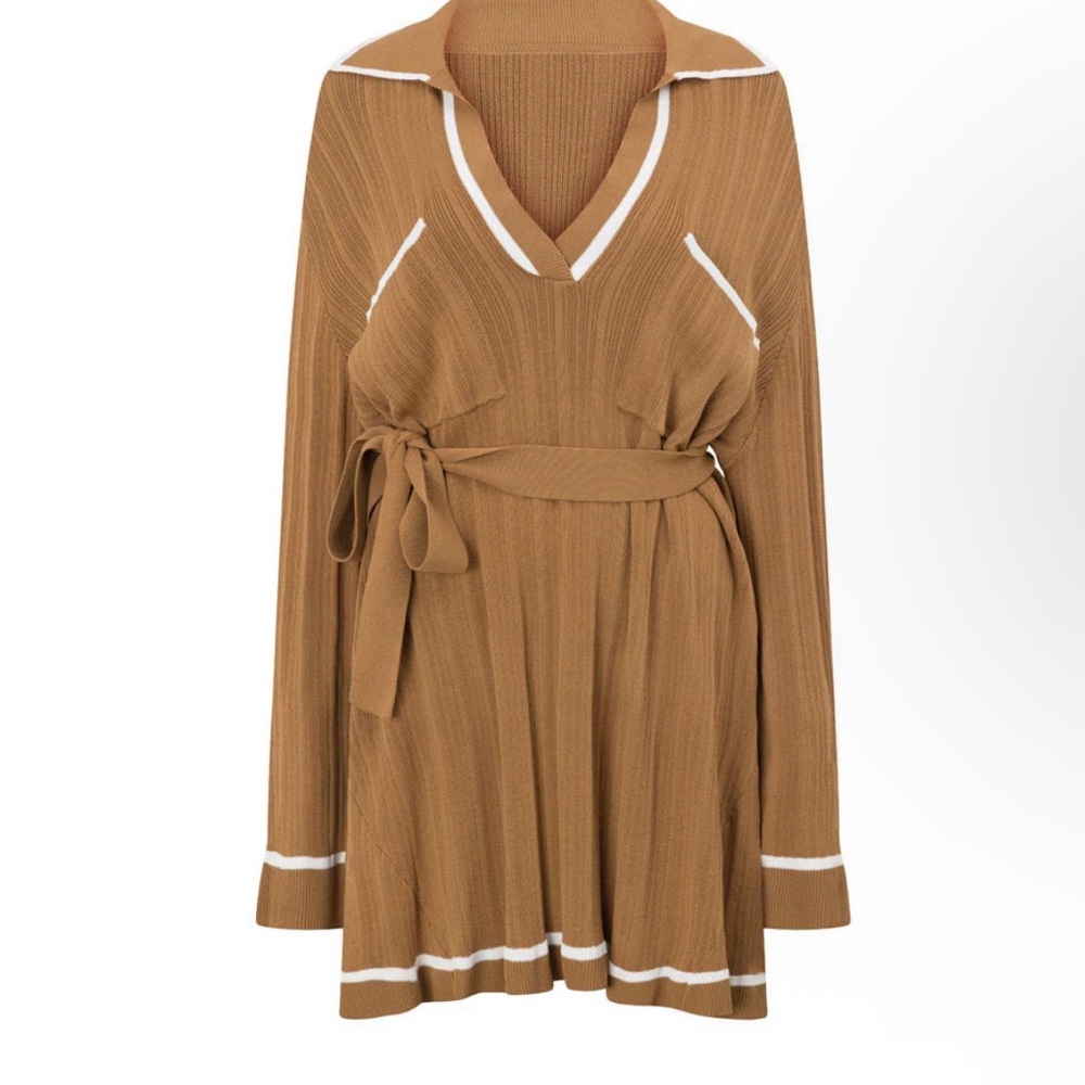 SABO Brown Knit Dress with Belt